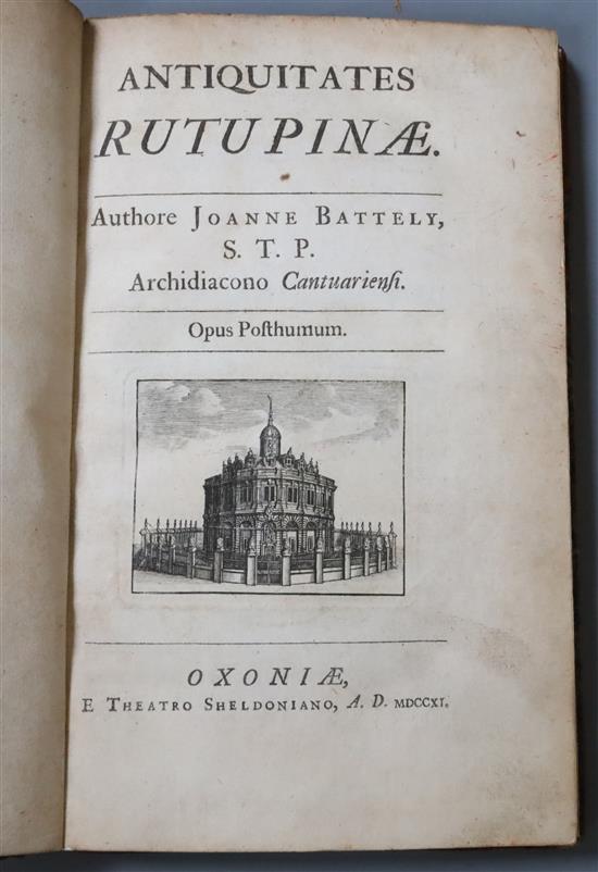 RICHBOROUGH: Battely, Joanne - Antiquitates Rutupinae [Antiquities of Richborough], 1st edition, rebound half calf,